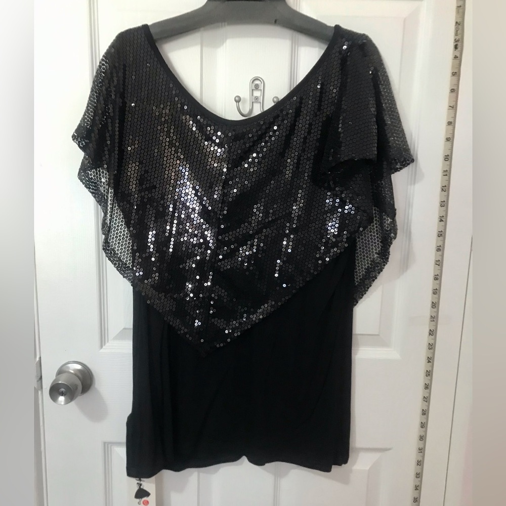 Leo Rosi black sequin & knit top